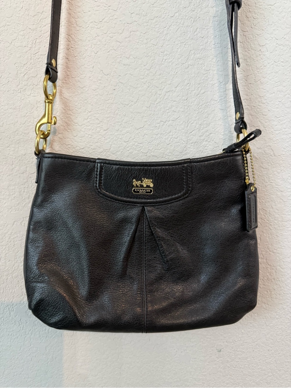 Coach Madison Leather Crossbody Bag Silver Hardware Purple Lining EUC